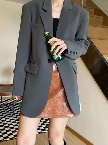 Black suit jacket, feminine design, Korean suit, loose casual slim top, spring and autumn small suit