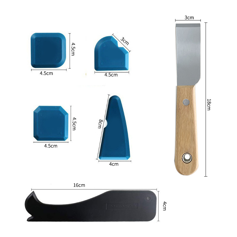 阴角玻璃胶抹铲胶器 角度刮板清除残胶美缝工具多角度跨境六件套B