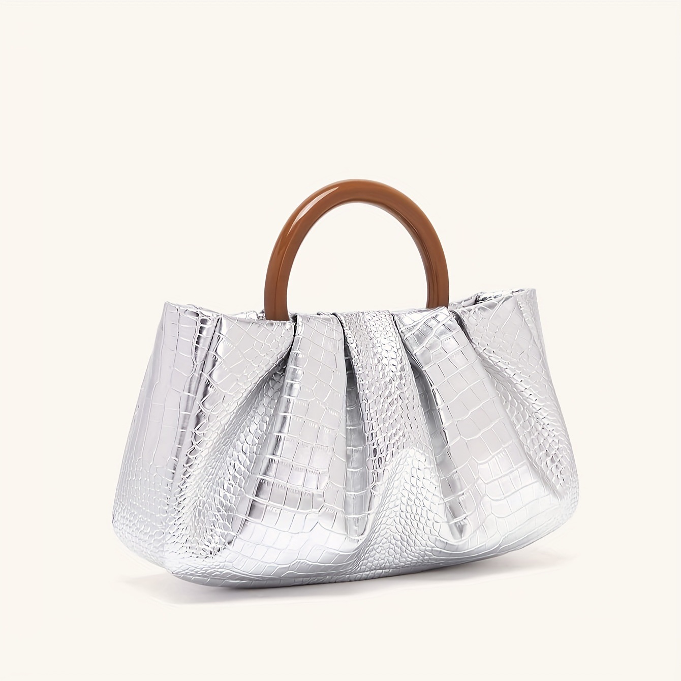 198g Weight Polyester Lining Material Magnetic Buckle Closure Type Top Handle Strap Type Evening Bag Bags Type Casual, Party, Shopping Occasion Pu Leather Material Solid Color Pattern All Seasons Season Women's Gender Elegant Style Cloud Shape Shape Gold Silver Green Pu Leather Solid Color Cloud Shape Evening Bags 11
