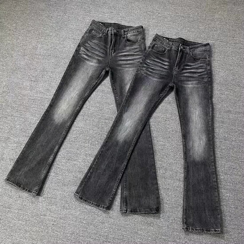 American Deconstructed Black and Gray Texture Cleanfit High Street Style Washed Straight Jeans Retro Vibe Slightly Flared Men American Deconstructed Black and Gray Texture Cleanfit High Street Style Washed Straight Jeans Retro Vibe Slightly Flared Men