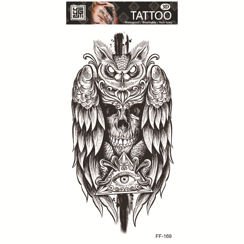 Yuanhua fábrica de pegatinas de tatuaje a prueba de agua en stock al por mayor cabeza de Lobo tótem texto árabe tatuaje pegatinas suministro transfronterizo