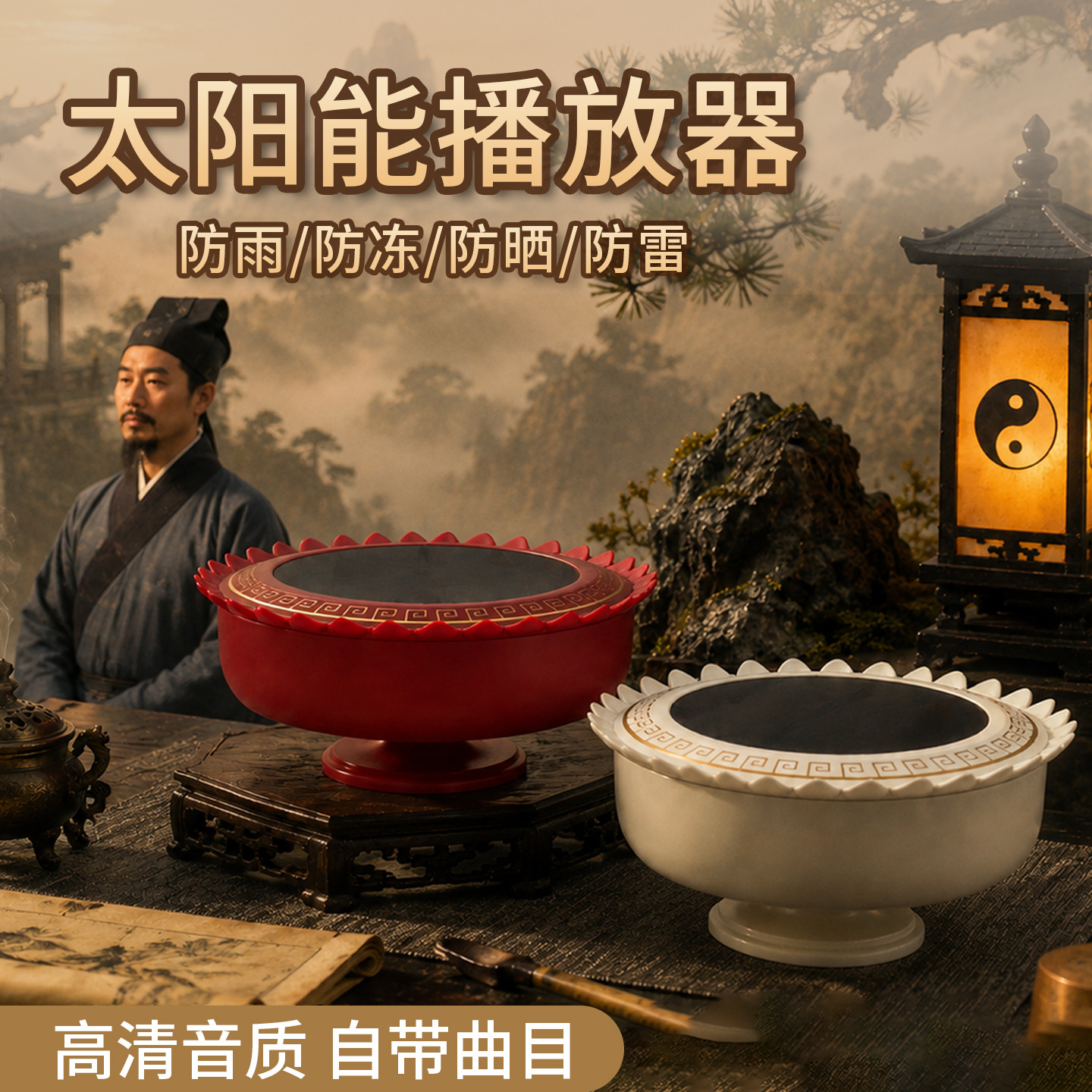 新款道玄道乐太阳能播放器户外庭院24小时播放防雨防晒高音响