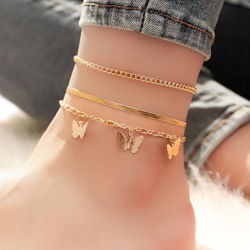 2021 temperament multi-layer anklet set...