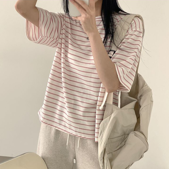 3066 스트라이프 반팔 레드