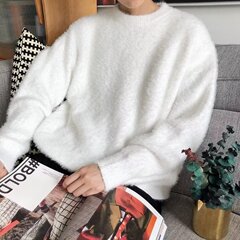 新しいスタイルの柔らかくてワックスのようなセーターメンズ秋冬トレンディブランドハンサムレイジースタイル暖かい模造ミンクファーボトムセーター