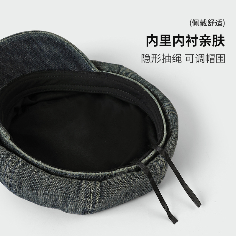 秋季新款韩版复古水洗八角帽女时尚小众大头围素颜显脸小云朵帽子|undefined