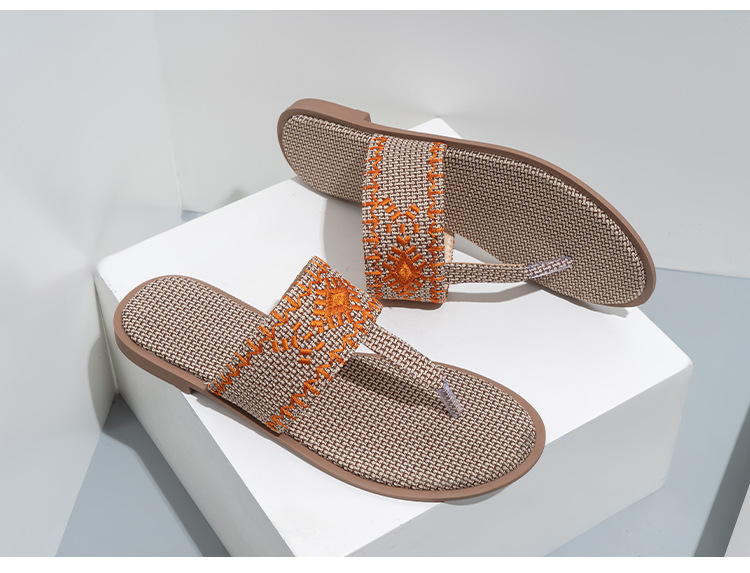 Cfxxy-149 žabky zahraničního obchodu, módní výšivky, pantofle, dámské pantofle, plážové lněné sandály, dámské boty_voghion.com