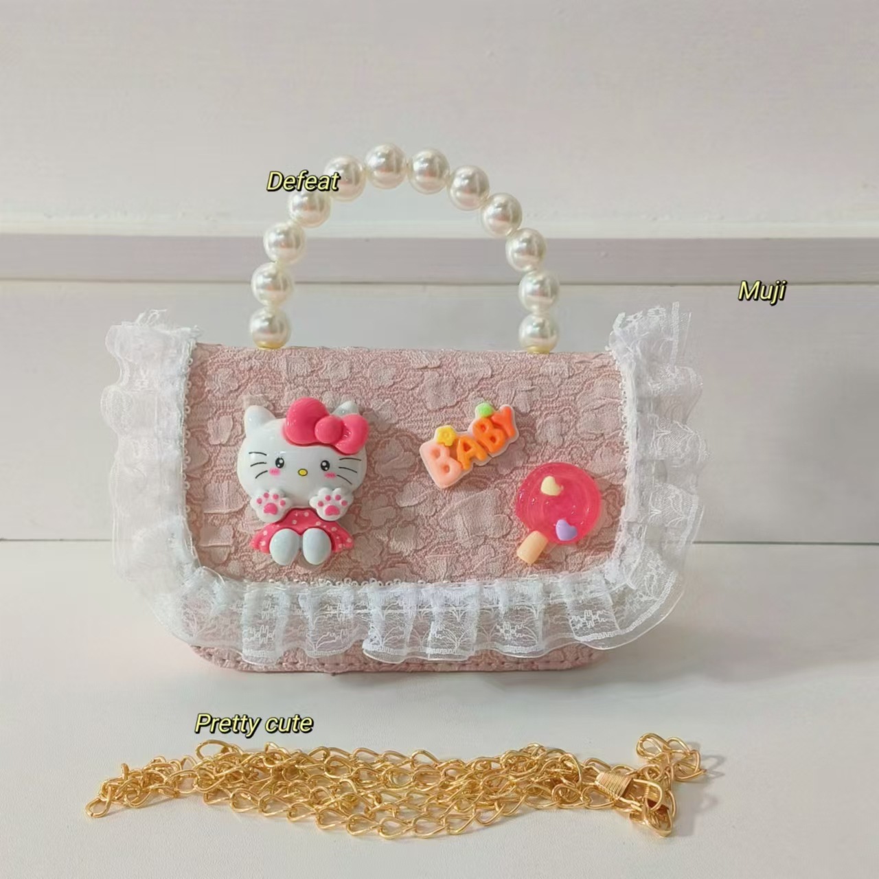 Bolso de perla bolso de hombro bolso de cambio bolso de princesa bolso de caricatura gato KT bolso de niños bolso de cadena bolso pequeño