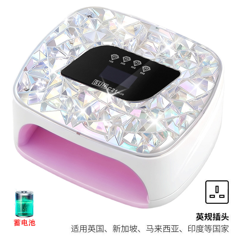 Lámpara de manicura de almacenamiento de doble fuente de luz inteligente de manicura de secado rápido UV doble fuente de luz de diamante de manicura de luz de larga duración