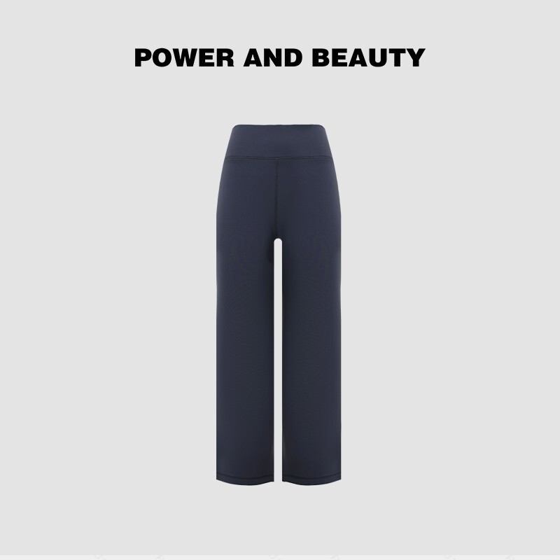 Navy blue cropped wide-leg pants for women, summer outdoor wear, loose-fitting sports pants for fitness and running, yoga straight-leg pants for petite individuals