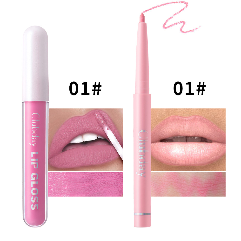 Clubday Lip Makeup 1+1 Set: Velvet Lip Gloss, Outlining Lip Pen, matte finish, long-lasting waterproof undefined