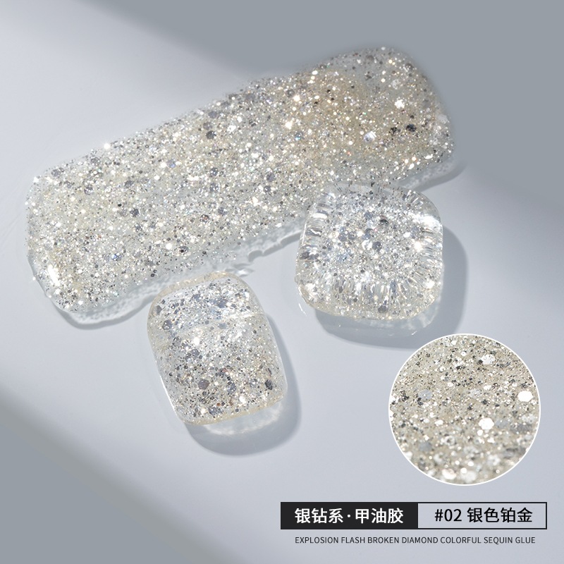Isa flash nail gel gel gel de sequilla nail art especial taladro de brillo fino taladro de plata platino taladro de plata