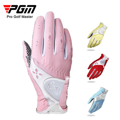 PGM Cross border golf glove lady Velcro PU Fabric non-slip grain ventilation glove Manufactor goods in stock
