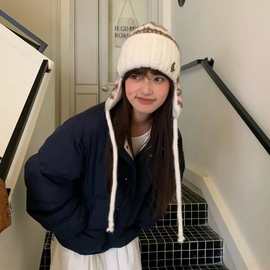 费尔岛风针织护耳帽秋冬季洋气户外休闲保暖雷锋帽百搭潮流加厚帽