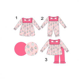 外贸女孩圣诞节印花连体衣连衣裙套装儿童婴儿批发