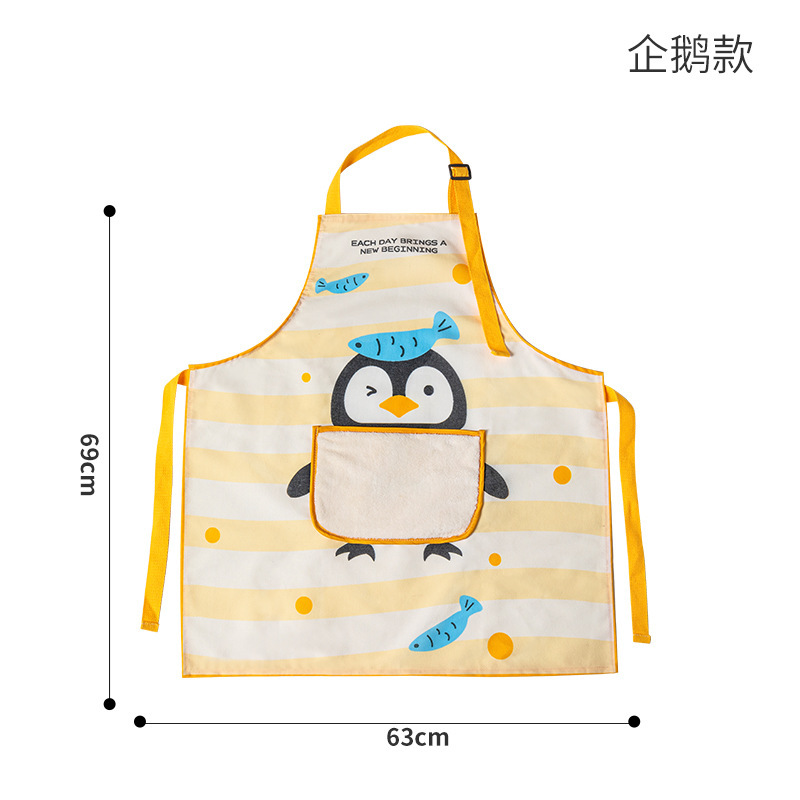 帆布卡通可擦手围裙厨房家用2025新款防水防油年轻款餐饮专用罩衣|undefined