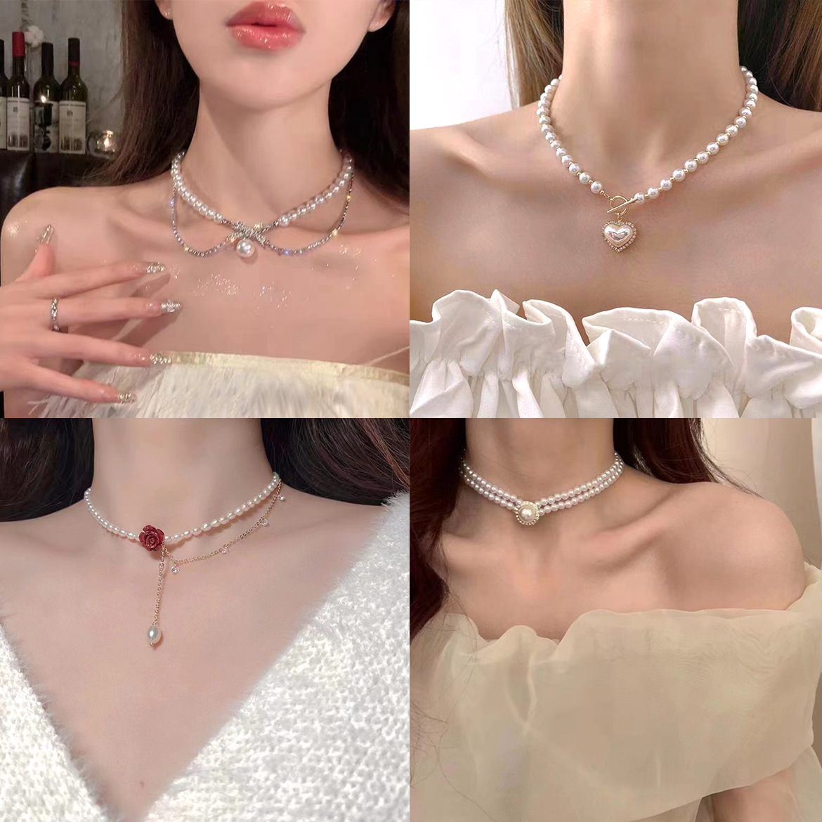 retro necklace from pearl with tassels