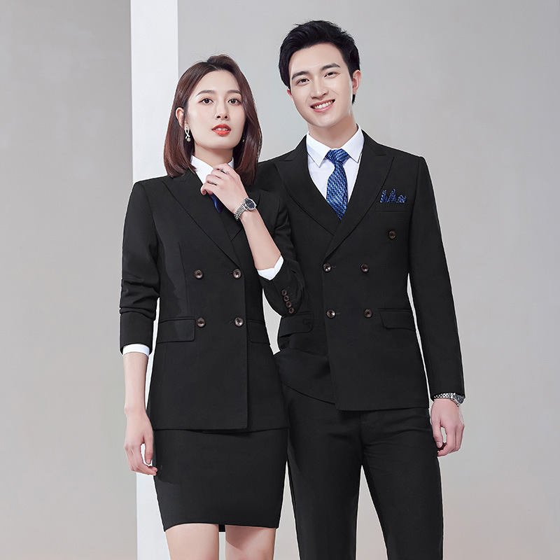 Garment factory wholesale Winter clothes Occupation suit fashion Double-breasted Long sleeve man 's suit formal wear men and women Same item suit