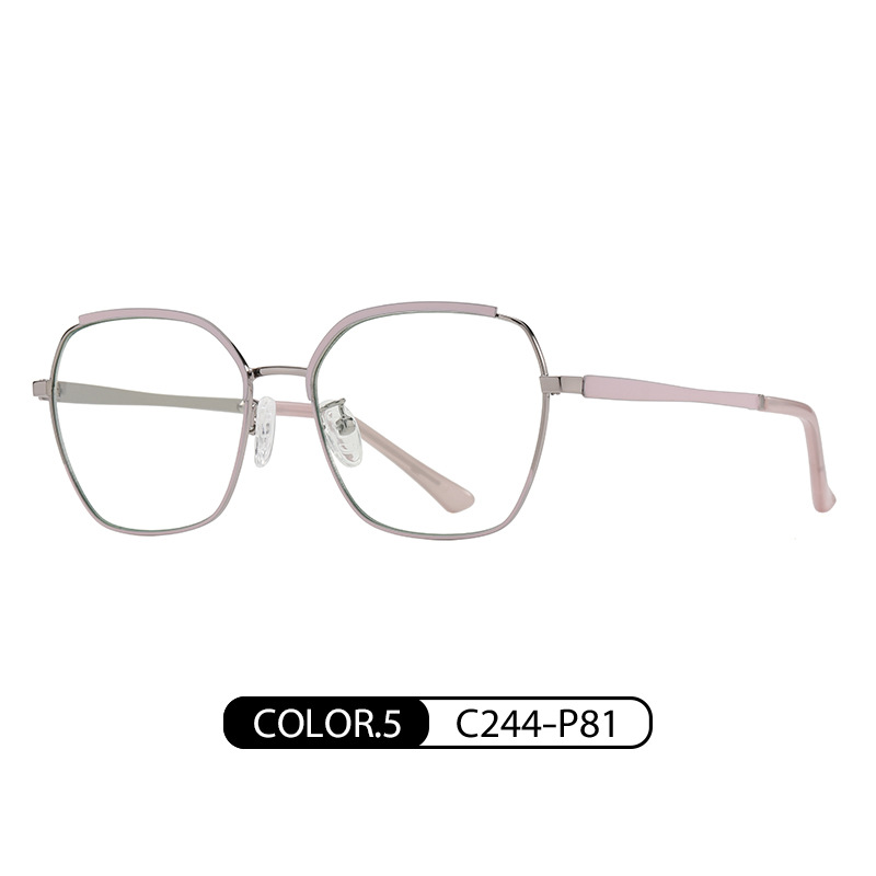 Nuevas gafas europeas y americanas marco de las mujeres de moda de dos colores de metal gafas lisas JS8636 miopía anti-azul gafas de luz