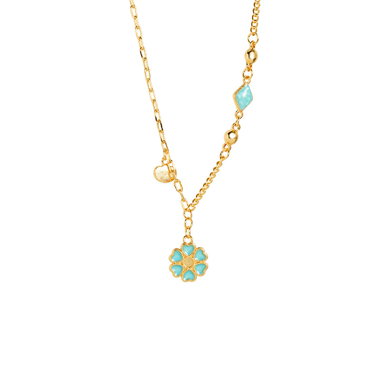 Collar de oro de arena vietnamita ligero de lujo goteo de aceite flor nicho clavícula diseñada para mujeres no se desvanecerá joyas al por mayor