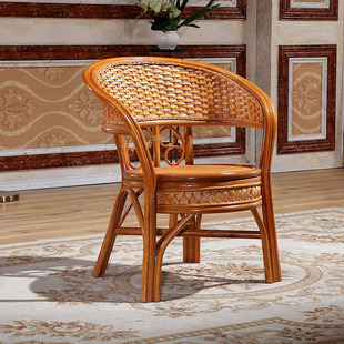Natural Rattan Chair Three-Piece Set, Rotatable Chair, Balcony Small Table and Chair, Swivel Chair, Single Leisure Backrest Coffee Table Combination