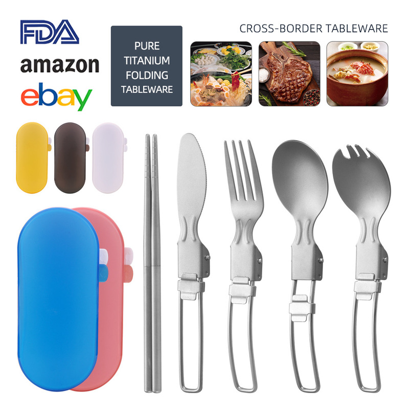 Pure Titanium Foldable Portable Cutlery Set, Knife, Fork, Spoon, Salad Spoon, Chopsticks Set, Ultra-Lightweight Outdoor Picnic and Camping Tableware Pure Titanium Foldable Portable Cutlery Set, Knife, Fork, Spoon, Salad Spoon, Chopsticks Set, Ultra-Lightweight Outdoor Picnic and Camping Tableware