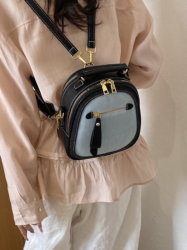 Transfronterizos nuevos denim retro color mochila de comercio exterior moda mochila de ocio de mujer mochila de estilo universitario