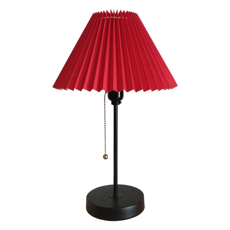 E27 lámpara de mesa plisada vintage francés hotel apartamento B & B dormitorio lámpara de noche ins lámpara de mesa decorativa transfronteriza