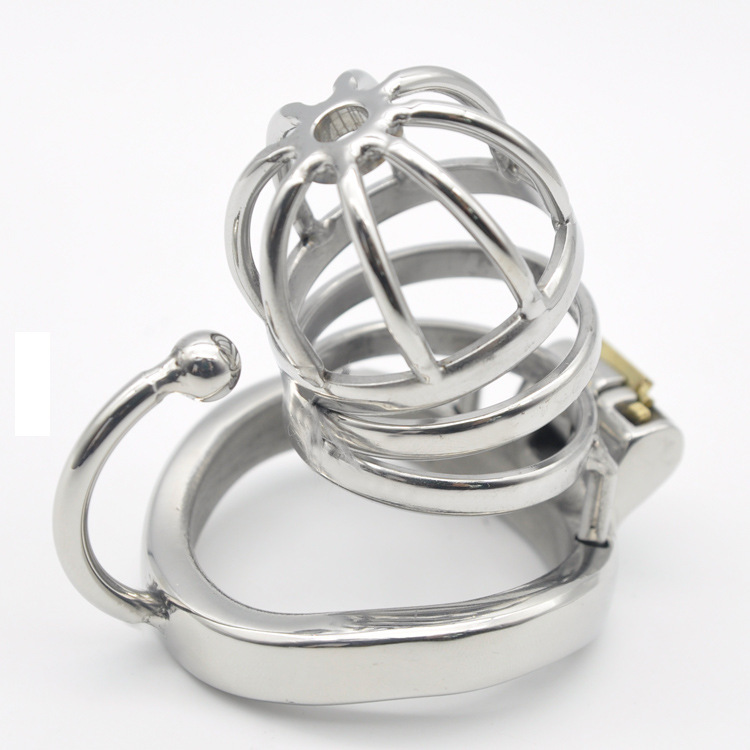Male Chastity Lock Stainless Steel with Hook Egg Separator Ring Cb Cage Sm Training Erotic Abstinence Bird Cage Auxiliary Strap C275