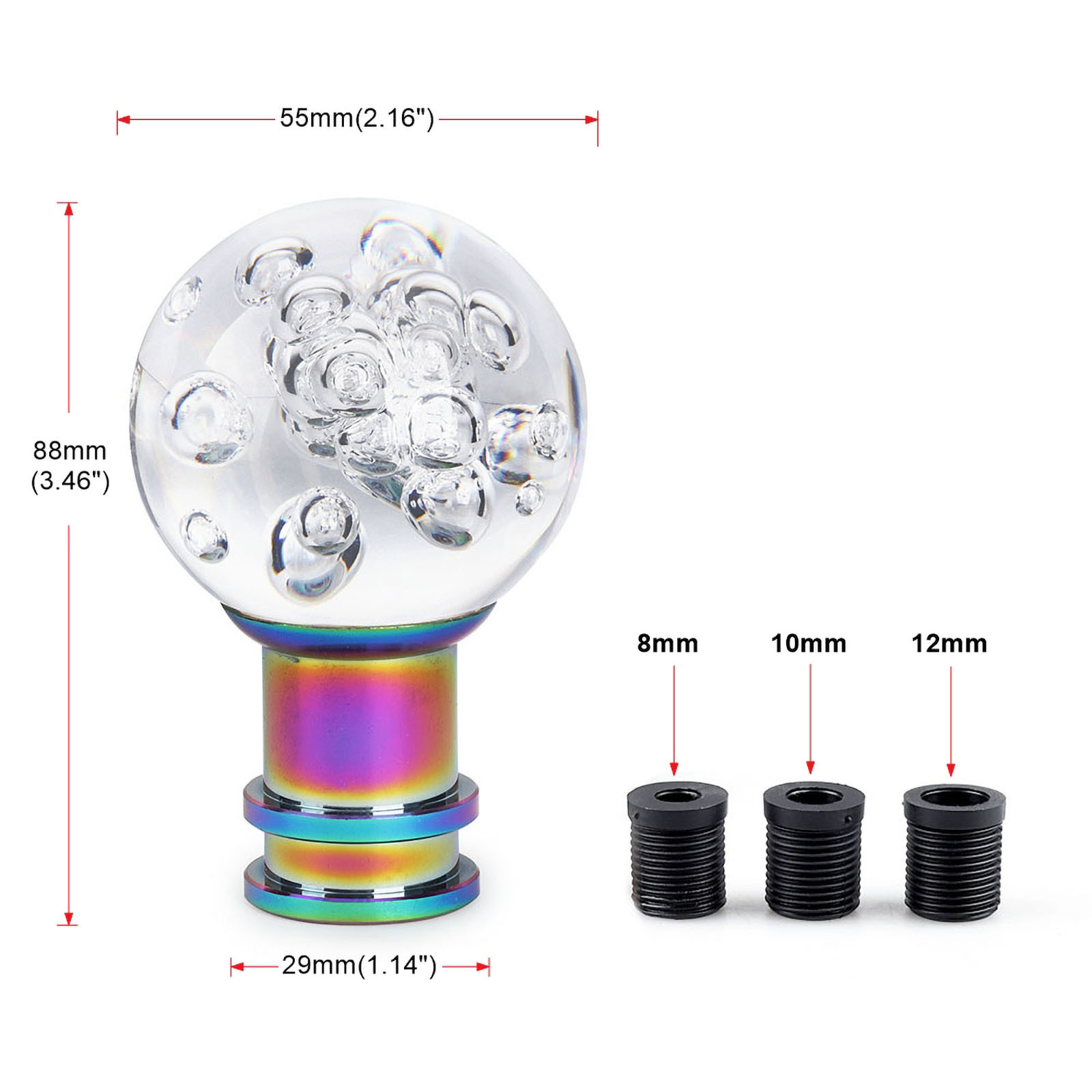 Cross-Border Car Modification Acrylic Crystal Bubble Gear Shift Knob Round Transparent Manual Gear Shift Handle Cover