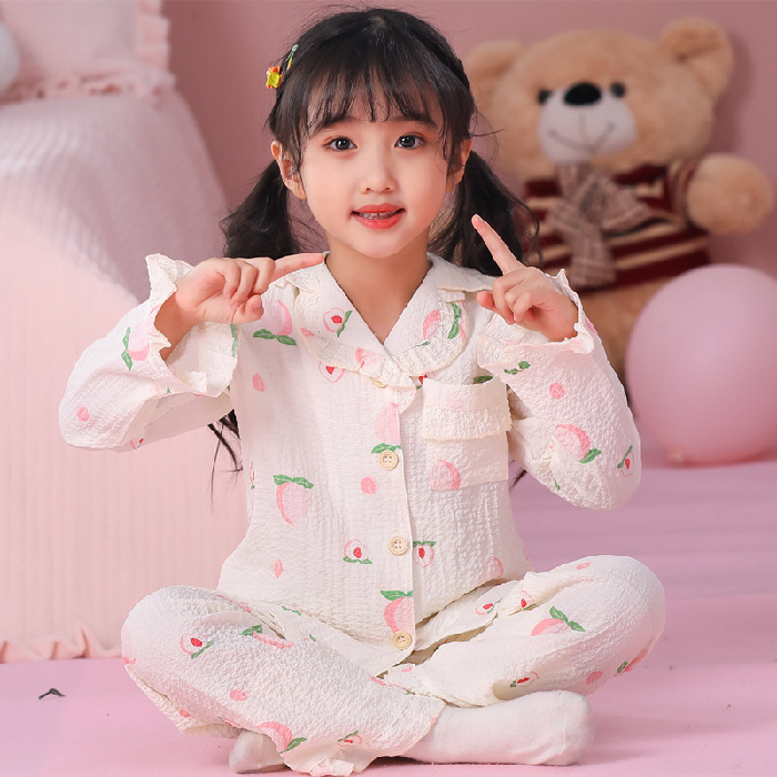 Pijama de niñas de manga larga primavera y otoño espuma ropa casual infantil princesa niña tesoro set de ropa para el hogar