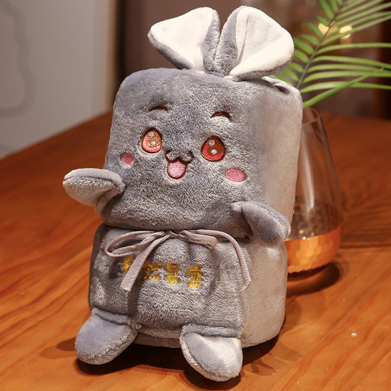 Lucky conejo dibujos animados felpa rollo manta Oficina siesta manta de franela aire acondicionado sola manta de almacenamiento