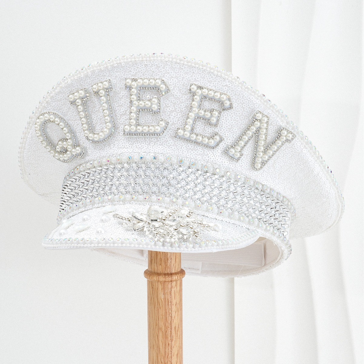 Sombrero azul marino con incrustaciones de diamantes, boina estilo punk, sombrero y2k, sombrero de marinero para mujer con ambiente otoñal e invernal, sombrero dorado para clima frío