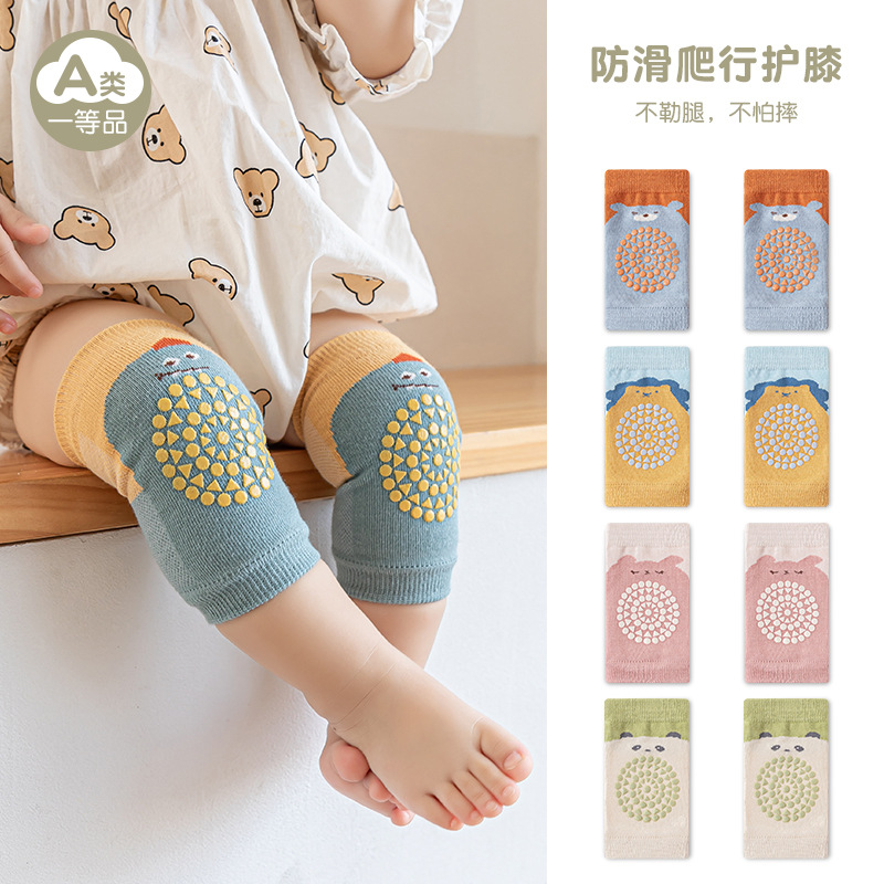 Medias de punto de malla de algodón fino, calcetines de punto de rastreo huecos, niños y niñas para bebés, calcetines de bebé, rodilleras de dibujos animados antideslizantes