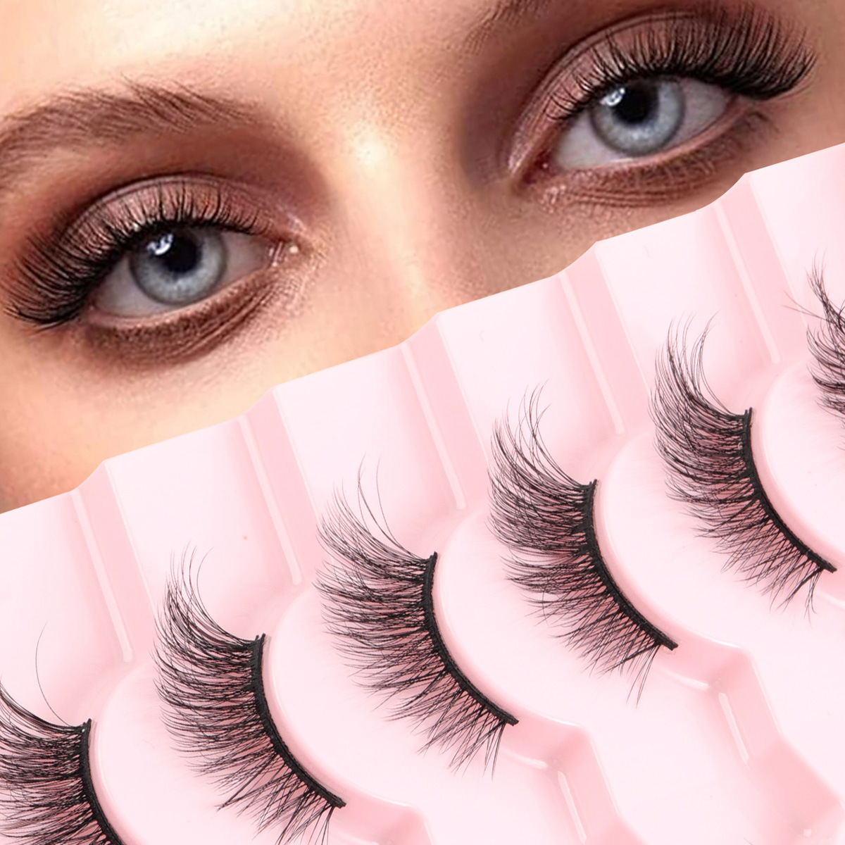 Comercio exterior explosivo diez pares de fibra química pestañas falsas, pelo frito europeo y americano, simulación estereoscópica, capas, pestañas grandes, mujeres