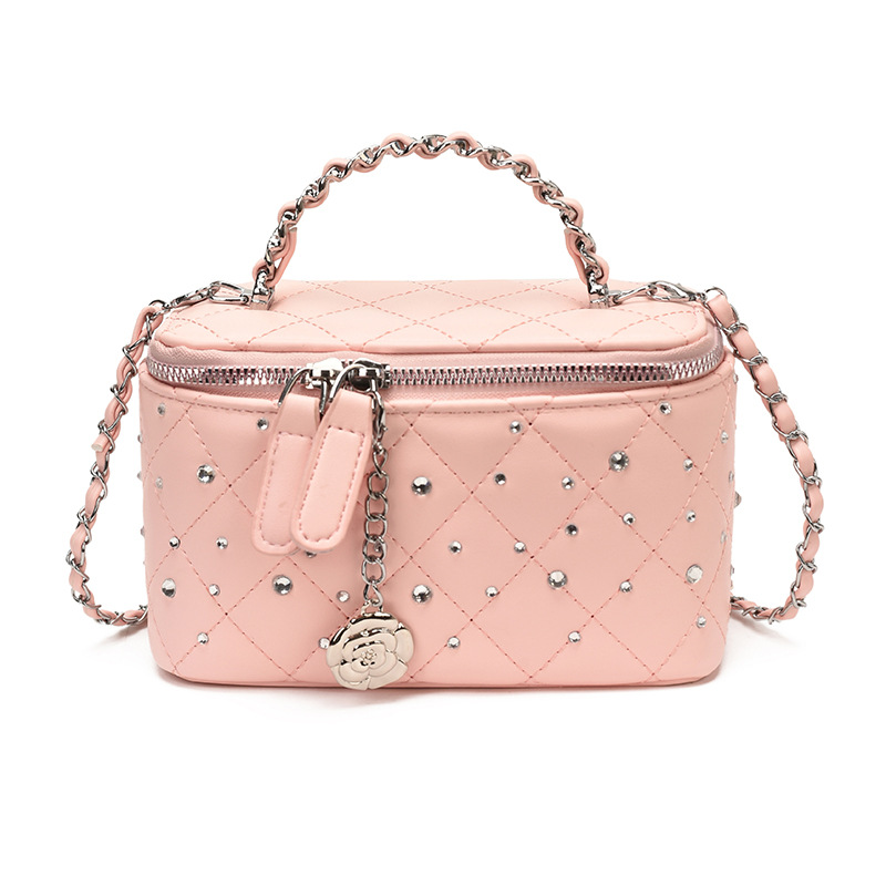 Cadena de diamante caja de mano pequeña bolsa cuadrada de mujeres ventas calientes nueva moda lujosa ligera versátil mochila