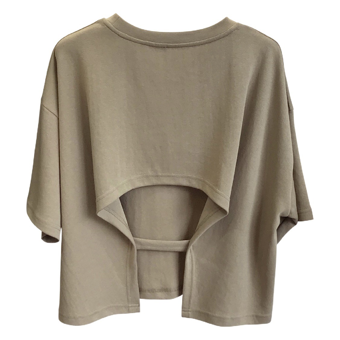 Camiseta corta sin espalda para mujer, estilo dulce y picante, versión coreana, novedad de verano 2025, top de manga corta con cuello redondo y ajuste holgado para mujer, a la moda.
