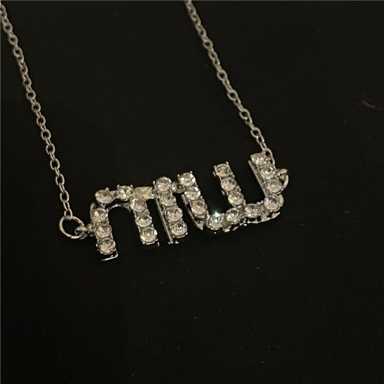 New Fashion Letter Rhinestone Thin Chain Necklace display picture 3