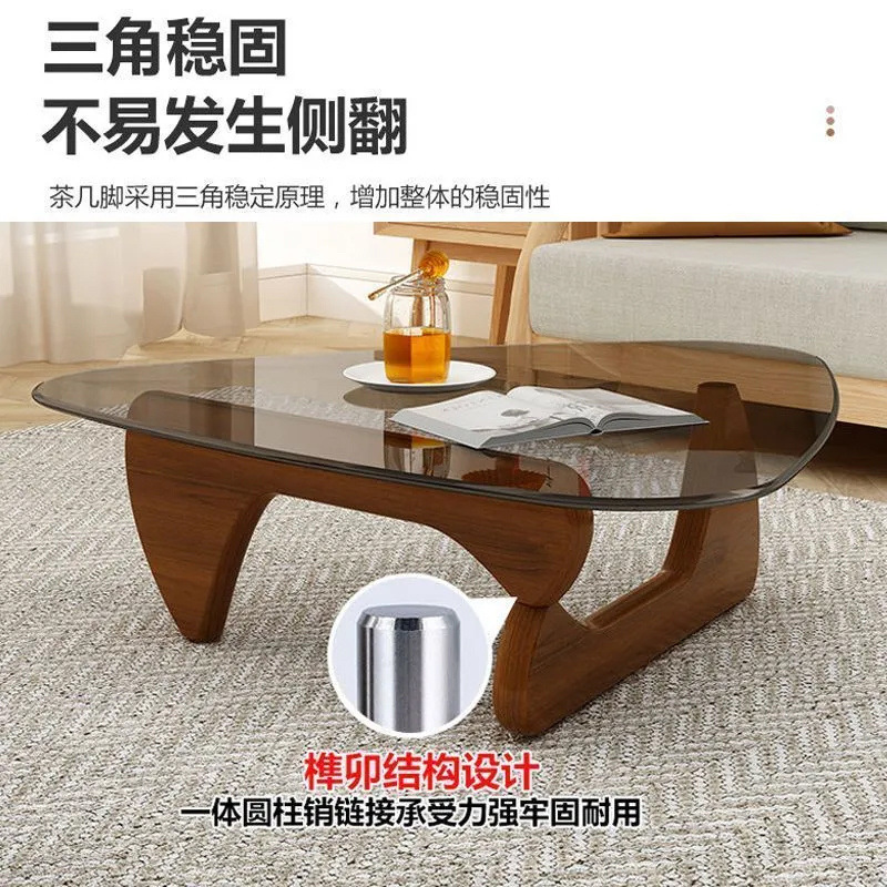 Mesa de té de vidrio temperado pequeña sala de estar minimalista doméstica moderna simple Noguchi Yong mesa de té redonda creativa