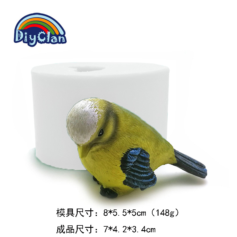 En línea celebridad pájaro gorrión pequeño Cuco decoración molde de silicona resina yeso 3D tridimensional loro hecho a mano molde de silicona
