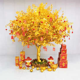金榕树大型假树许愿树摇钱树新年红包发财树商场酒店装饰假树