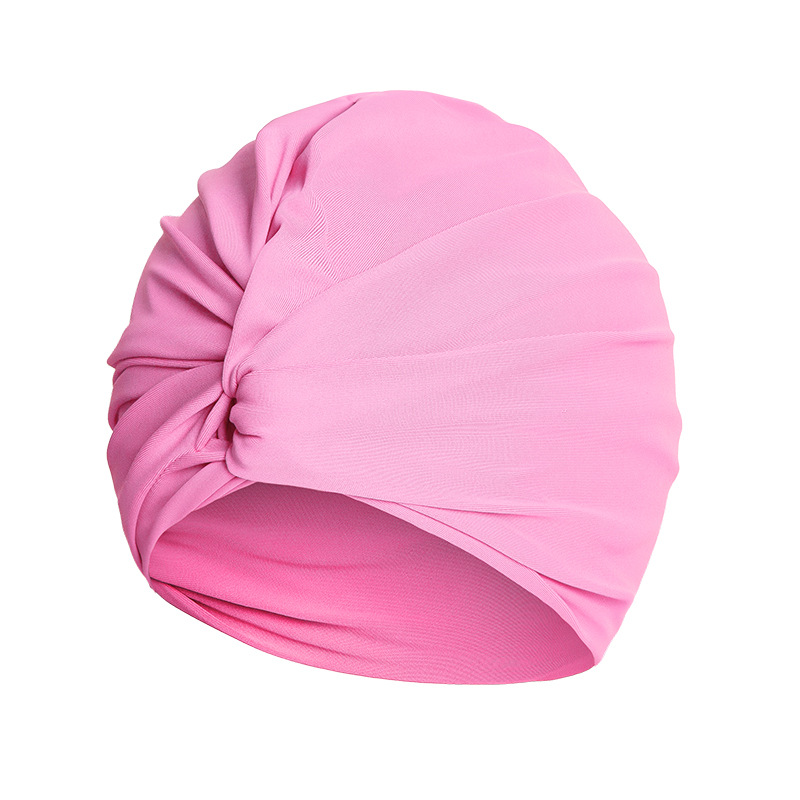Fábrica al por mayor nuevo engrosado giro color sólido doble capa gorro de natación aguas termales playa más tamaño Pelo Largo gorro de natación de las mujeres