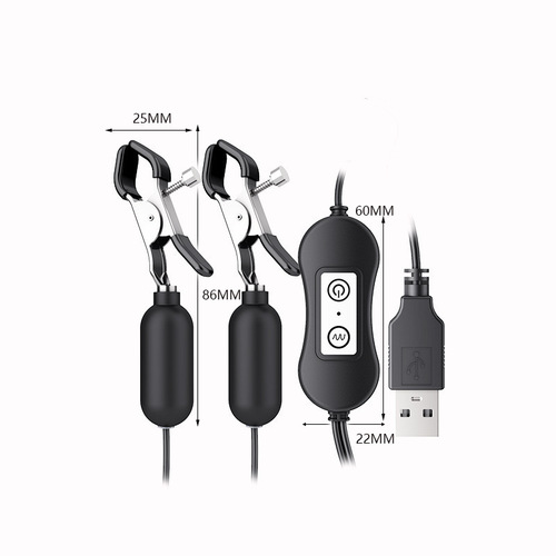 Moonuo frosted USB double breasts clitoris three-point backcourt vibrating egg breast clamp vibrating chest massage female masturbation device