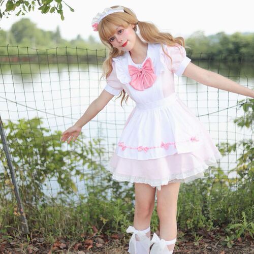 Japanese sweet and cute pink and white maid outfit cosplay Lolita lolita two-dimensional soft girl maid uniform