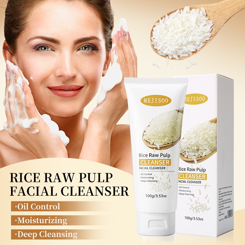 Cross-border Rice Raw Pulp Facial Cleanser Rice Facial Cleanser Gentle Not Tight Facial Cleanser