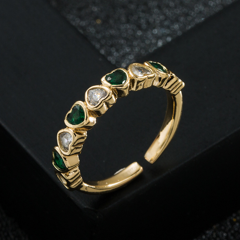 Copper-plated Gold Inlaid Zircon Women's Opening Adjustable Ring display picture 3