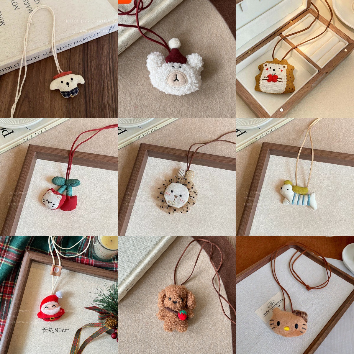 韩系卡用毛绒小熊小猫吊坠项链可爱百搭秋冬个性ins独特长款项链