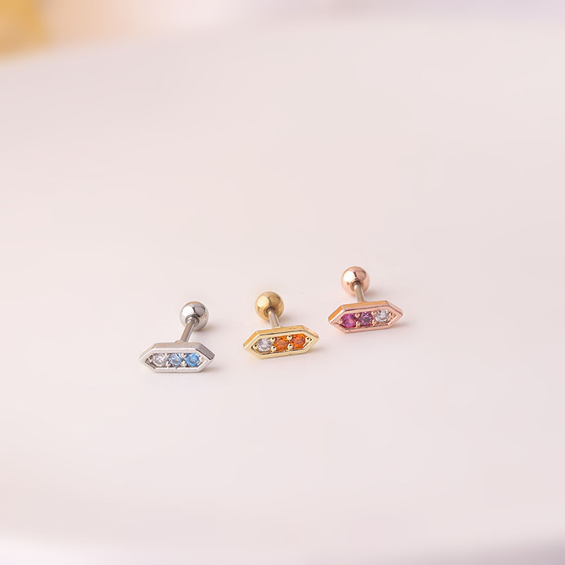 Ear Cartilage Rings & Studs Geometric 316 Stainless Steel  Copper Plating display picture 3