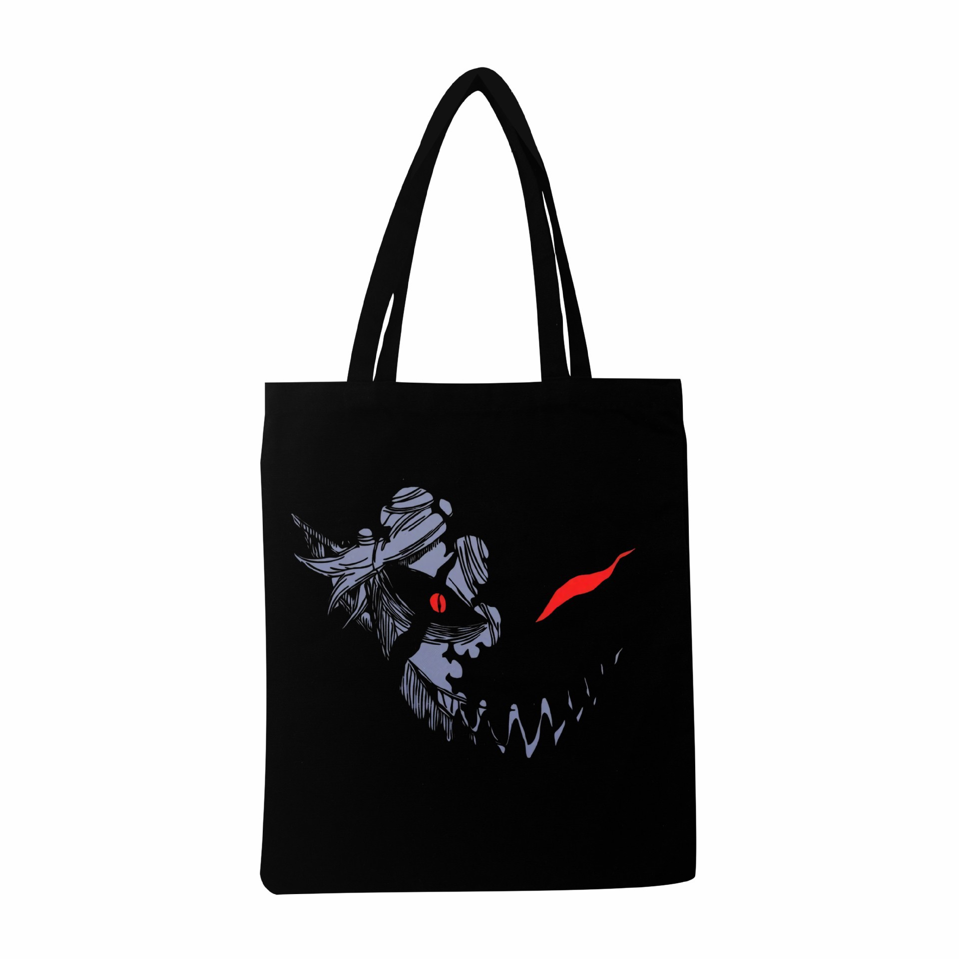 Bolso de lona con estampado de trébol de cuatro hojas negro Bolso de hombro Harajuku Bolso de compras portátil para estudiantes