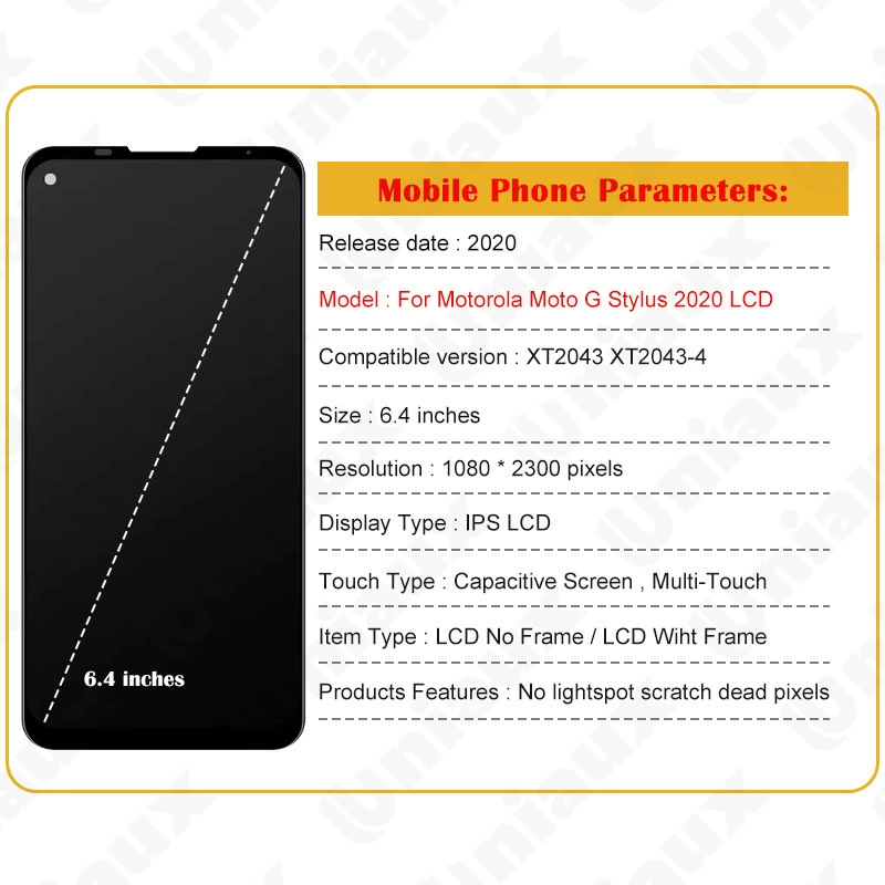 Подходит для Motorola Moto G Stylus 2020 экран ЖК дисплей внутренняя и внешняя рамка дисплея сборка ЖК